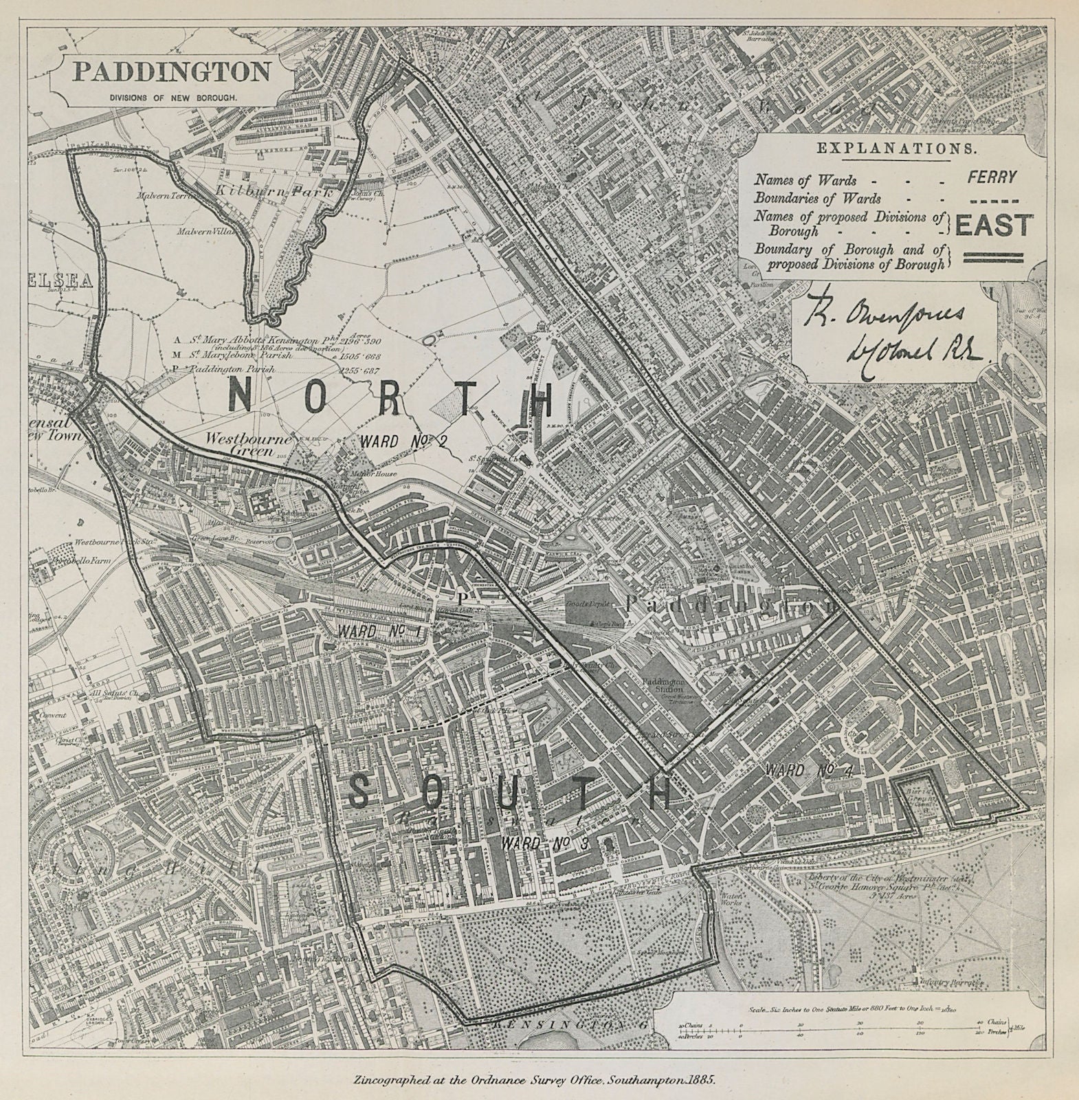 Paddington Parliamentary Borough. Bayswater Maida V BOUNDARY COMMISSION 1885 map
